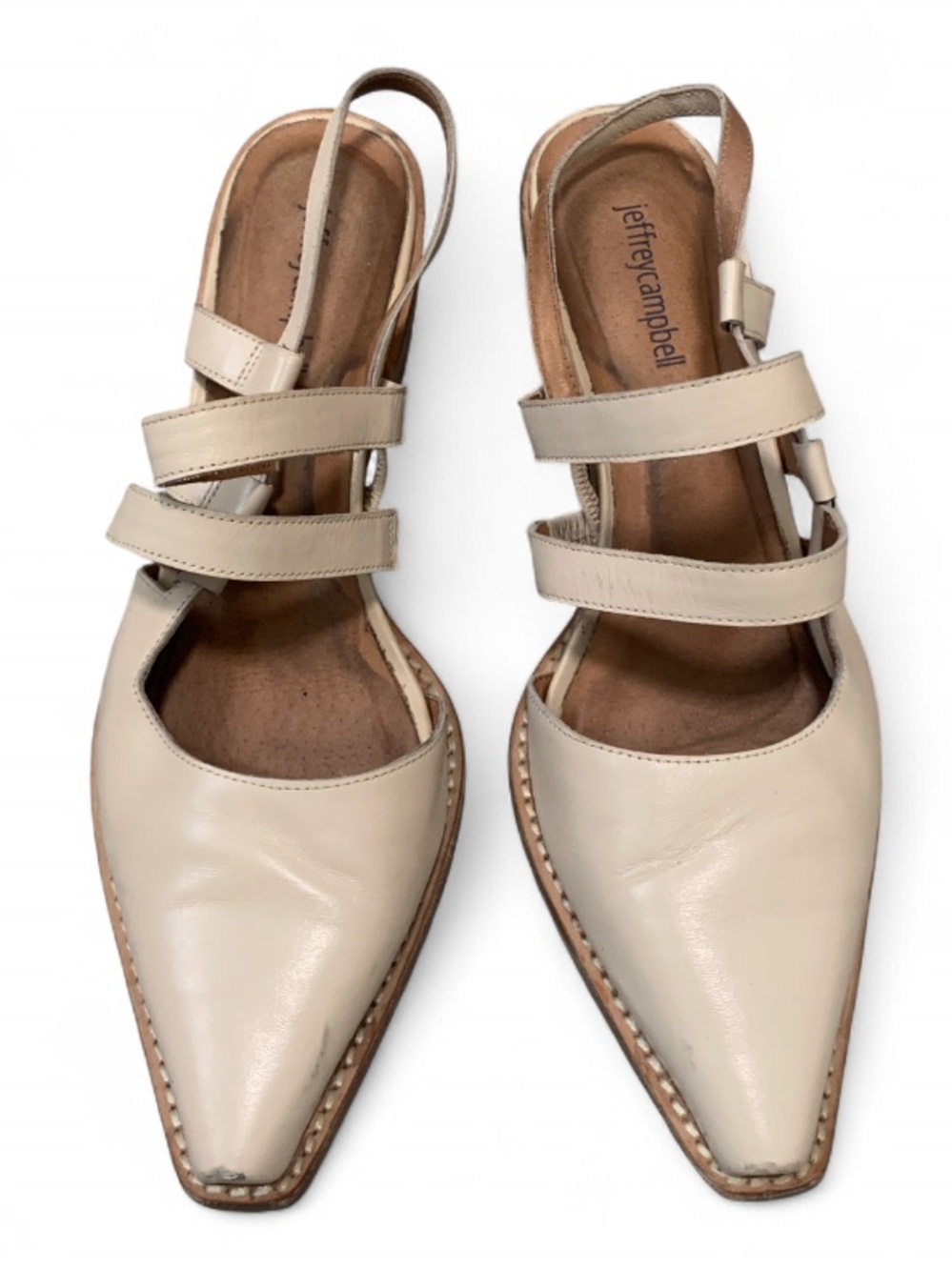 Jeffrey Campbell Caroline Pinkish Nude Pointed Slingback Mules with Dual Straps